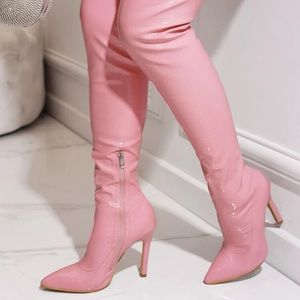Shein thigh boots. Pink